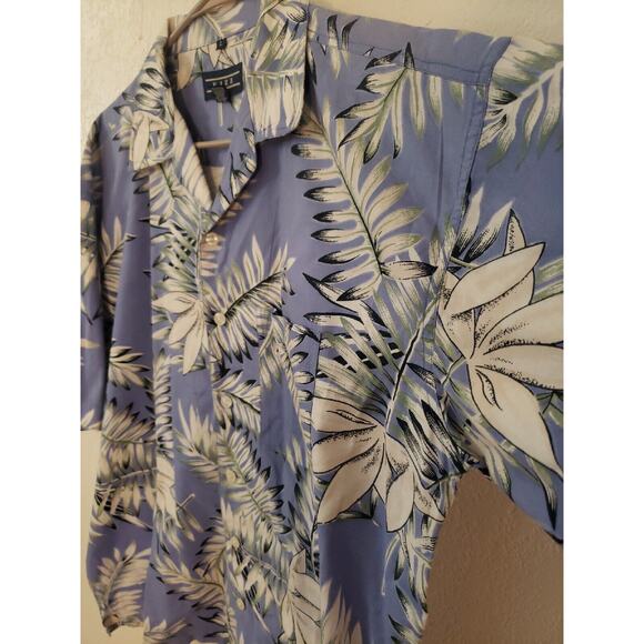 Vintage Fizz Mens Large Short Sleeve Button Down Hawaiian Floral Print Blue - Picture 6 of 9
